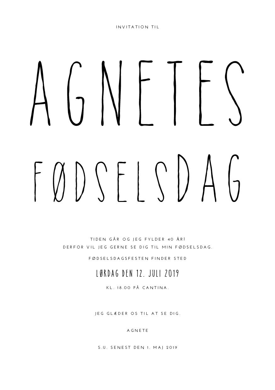 Invitationer - Agnete