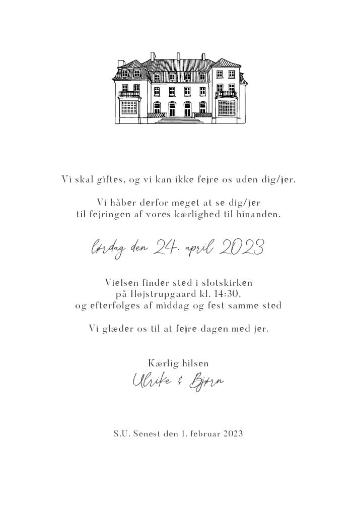 Invitationer - Højstrupgaard Bryllupsinvitation
